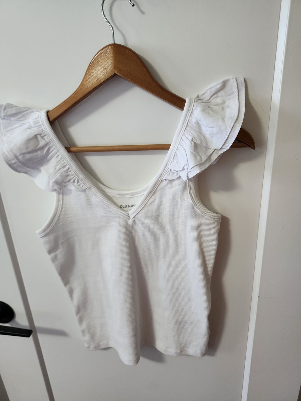 Old Navy White Ruffle Sleeve Tank Top